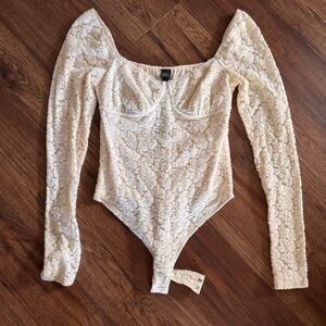 Wild Fable Cream Lace Bodysuit